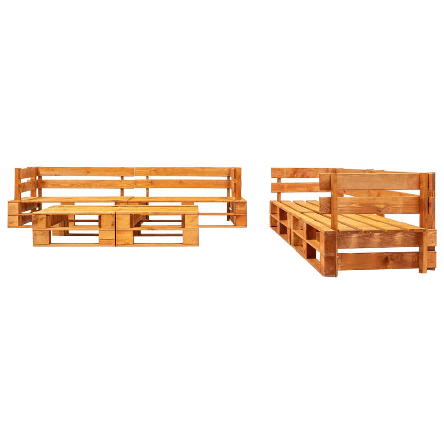 Loungeset Pallet Met Grijze Kussens Hout Bruin en grijs