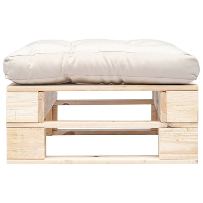 Tuinpoef Met Kussen Pallet Hout Naturel en zandkleurig