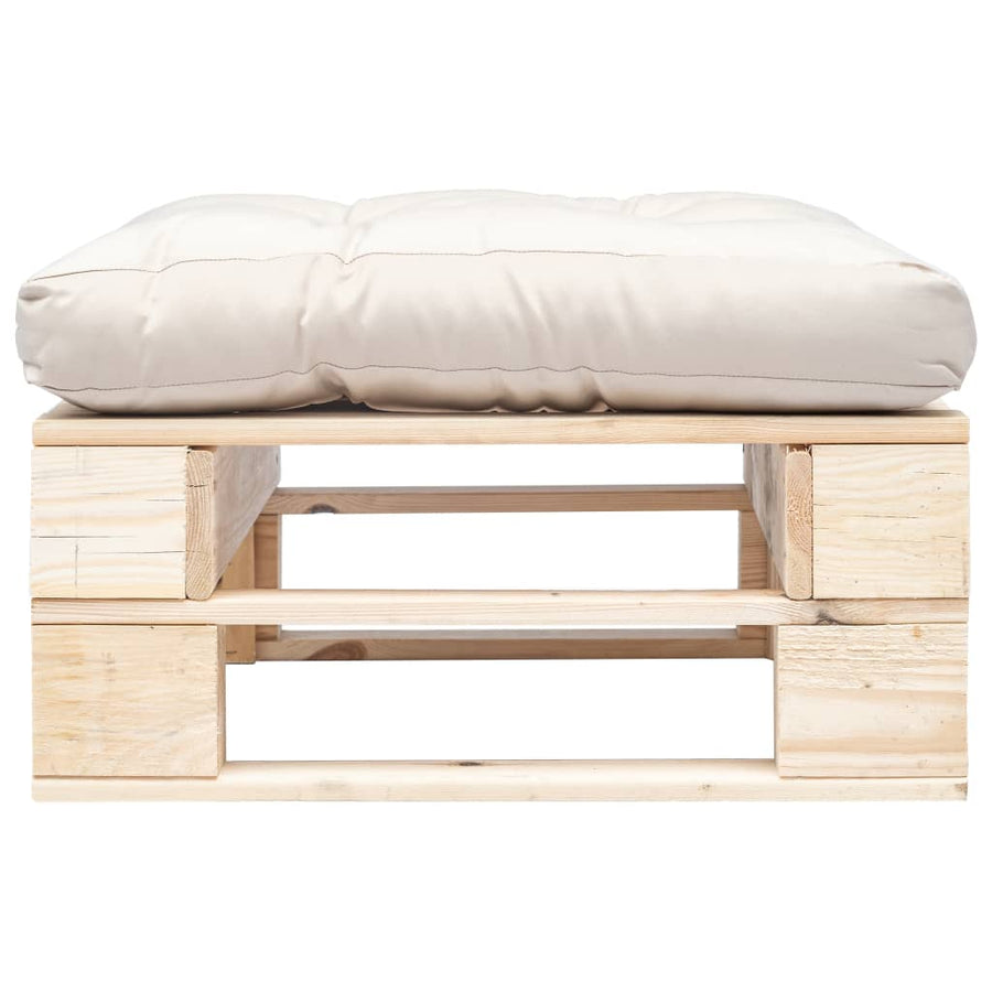 Tuinpoef Met Kussen Pallet Hout Naturel en zandkleurig