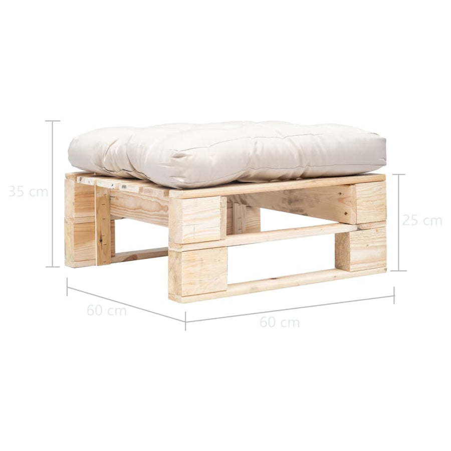 Tuinpoef Met Kussen Pallet Hout Naturel en zandkleurig