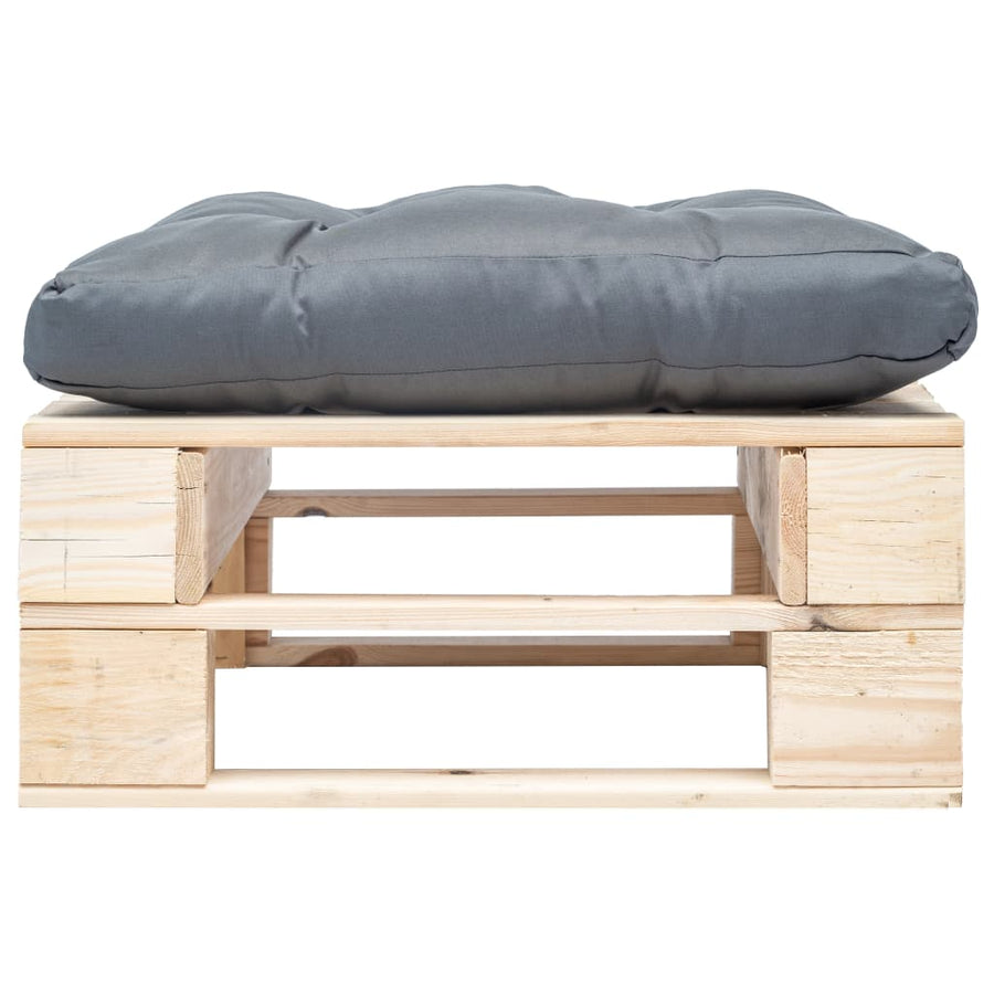 Tuinpoef Met Kussen Pallet Hout Naturel en grijs