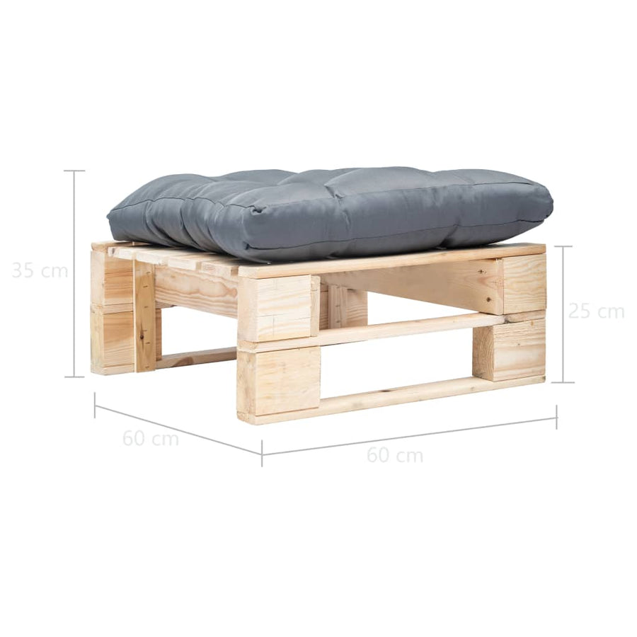 Tuinpoef Met Kussen Pallet Hout Naturel en grijs