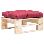 Tuinpoef pallet hout met rood kussen