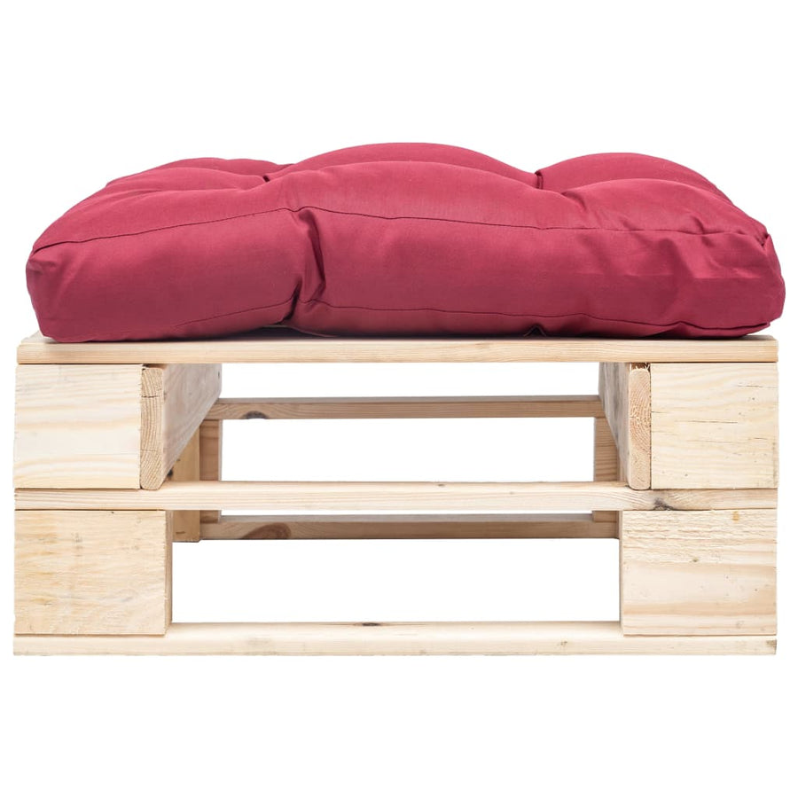 Tuinpoef Met Kussen Pallet Hout Naturel en rood