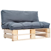 Tuinbank grenenhout met grijze kussens 110x66x65 cm