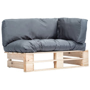 Tuinbank grenenhout met grijze kussens 110x66x65 cm