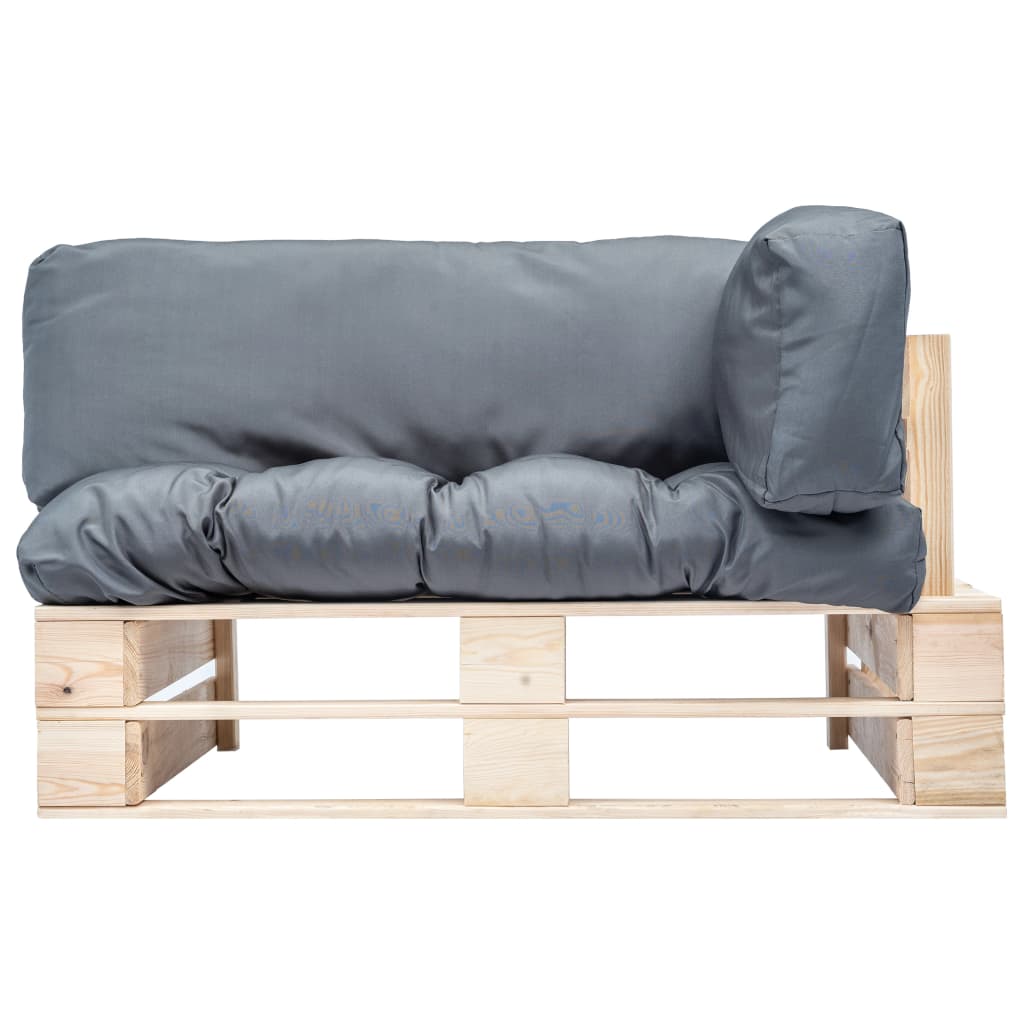 Tuinbank Pallet Met Grijze Kussens Grenenhout Naturel en grijs
