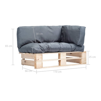 Tuinbank Pallet Met Grijze Kussens Grenenhout Naturel en grijs
