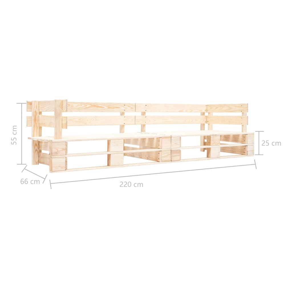 Tuinbank 2-Zits Pallet Hout Naturel Lichtbruin