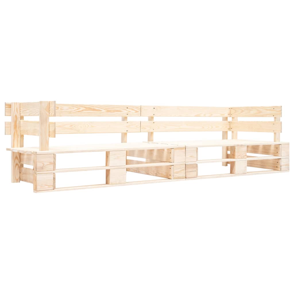 -Delige Tuinbankenset Pallet Met Rode Kussens Grenenhout Naturel en rood