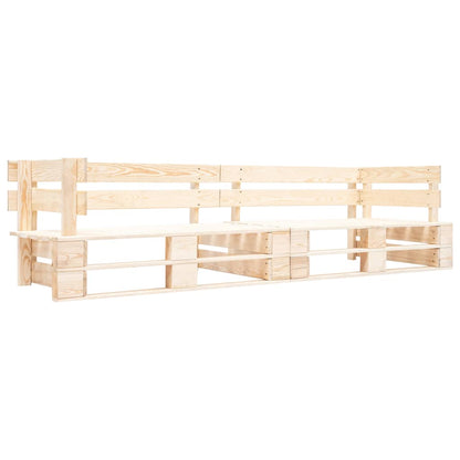 -Delige Tuinbankenset Pallet Met Rode Kussens Grenenhout Naturel en rood