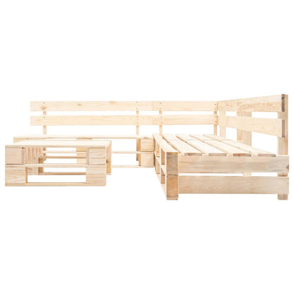 Loungeset Pallet Met E Kussens Hout Naturel en zandkleurig