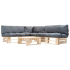 4-piece Wooden Pallet Lounge Set with Grey Cushions