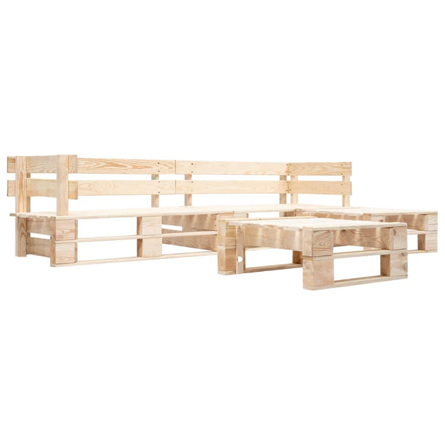 -Delige Loungeset Pallet Hout Naturel Houtkleur