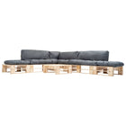 6-piece Pallet Lounge Set with Grey Cushions Wood