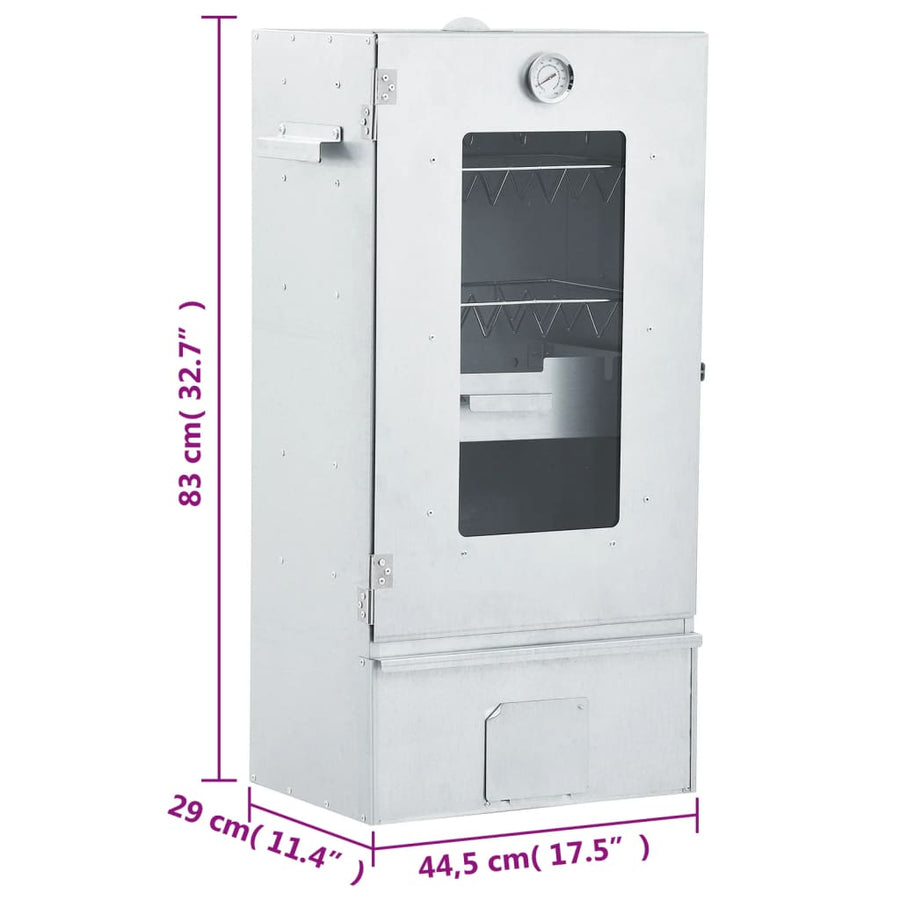 BBQ-rookoven met 1 kg houtsnippers 44,5x29x83 cm 1 44.5 x 29 x 83 cm Met raam