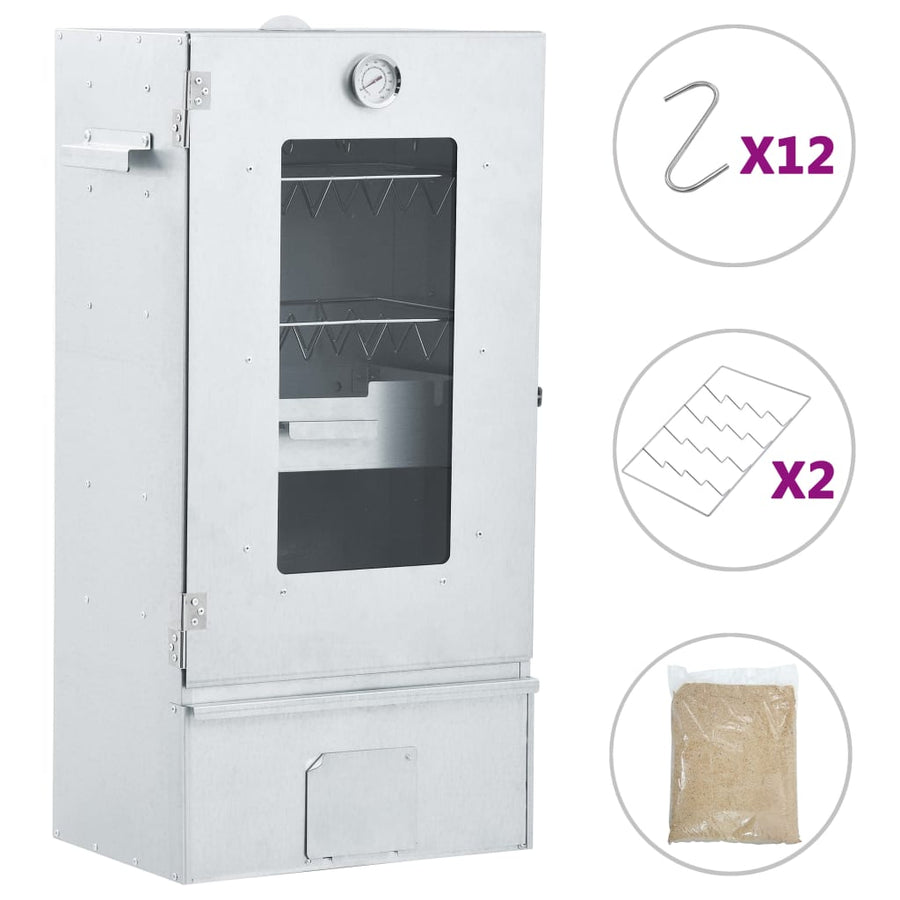 BBQ-rookoven met 1 kg houtsnippers 44,5x29x83 cm 1 44.5 x 29 x 83 cm Met raam