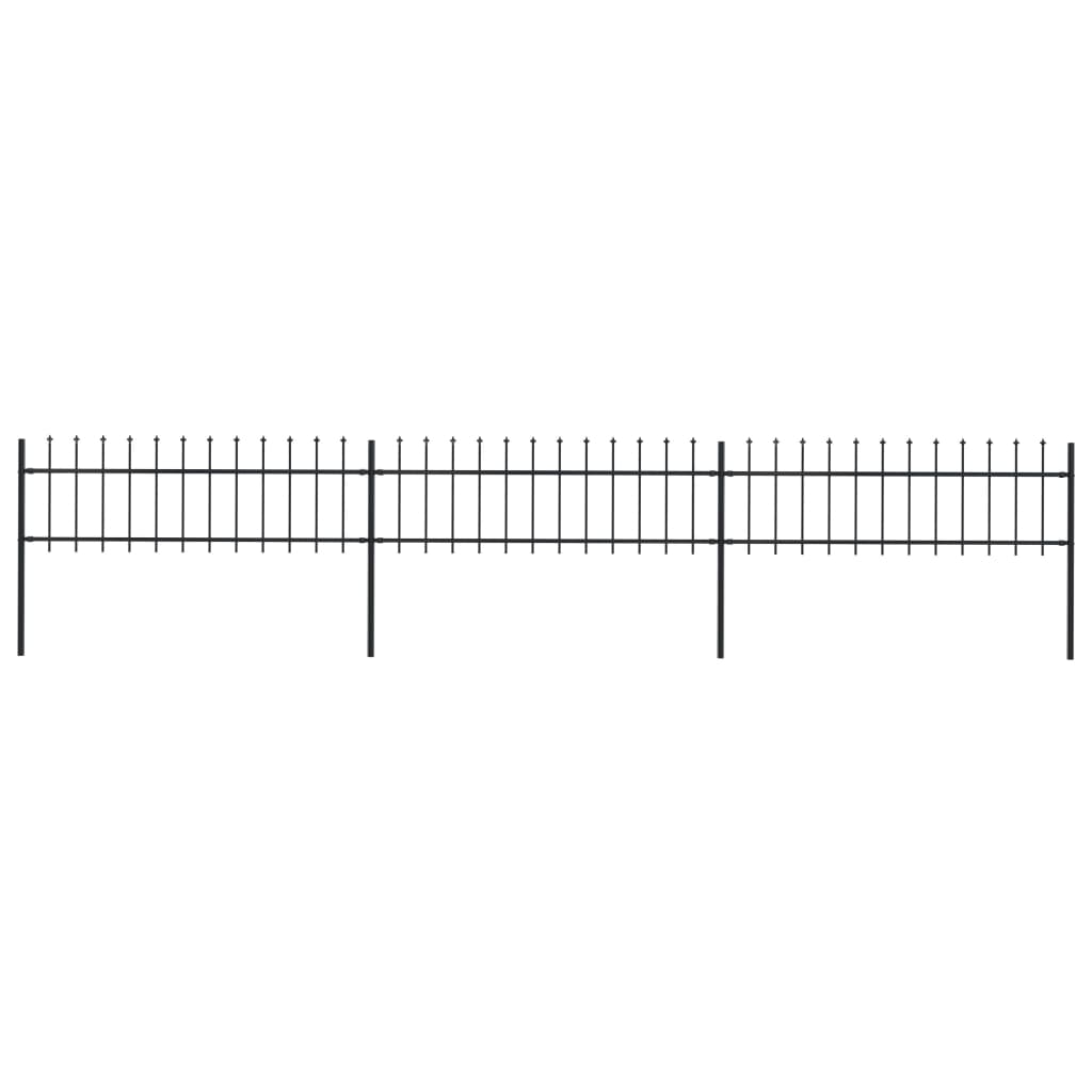 Tuinhek met speren bovenkant 5,1x0,6 m staal zwart 0.6 m 5.1 m