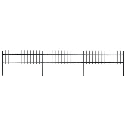 Tuinhek met speren bovenkant 5,1x0,6 m staal zwart 0.6 m 5.1 m