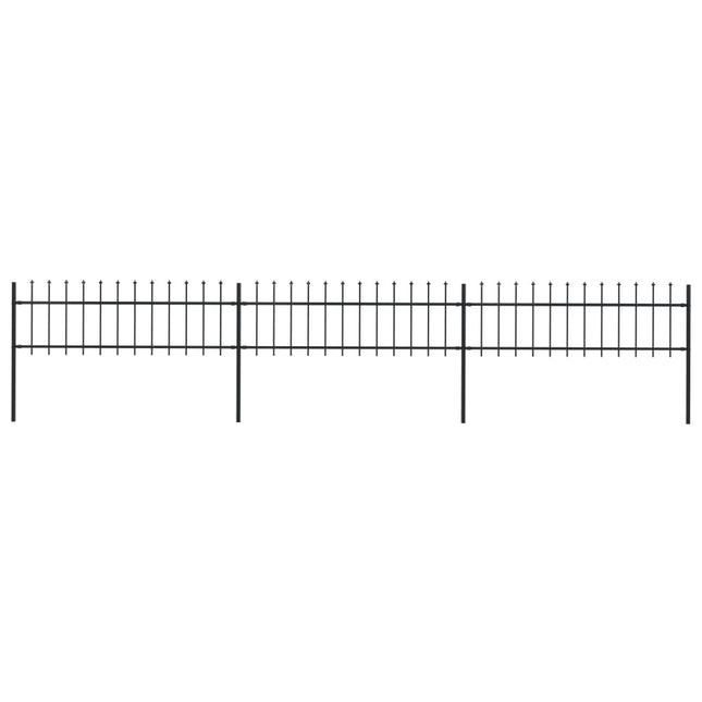 Tuinhek met speren bovenkant 5,1x0,6 m staal zwart 0.6 m 5.1 m