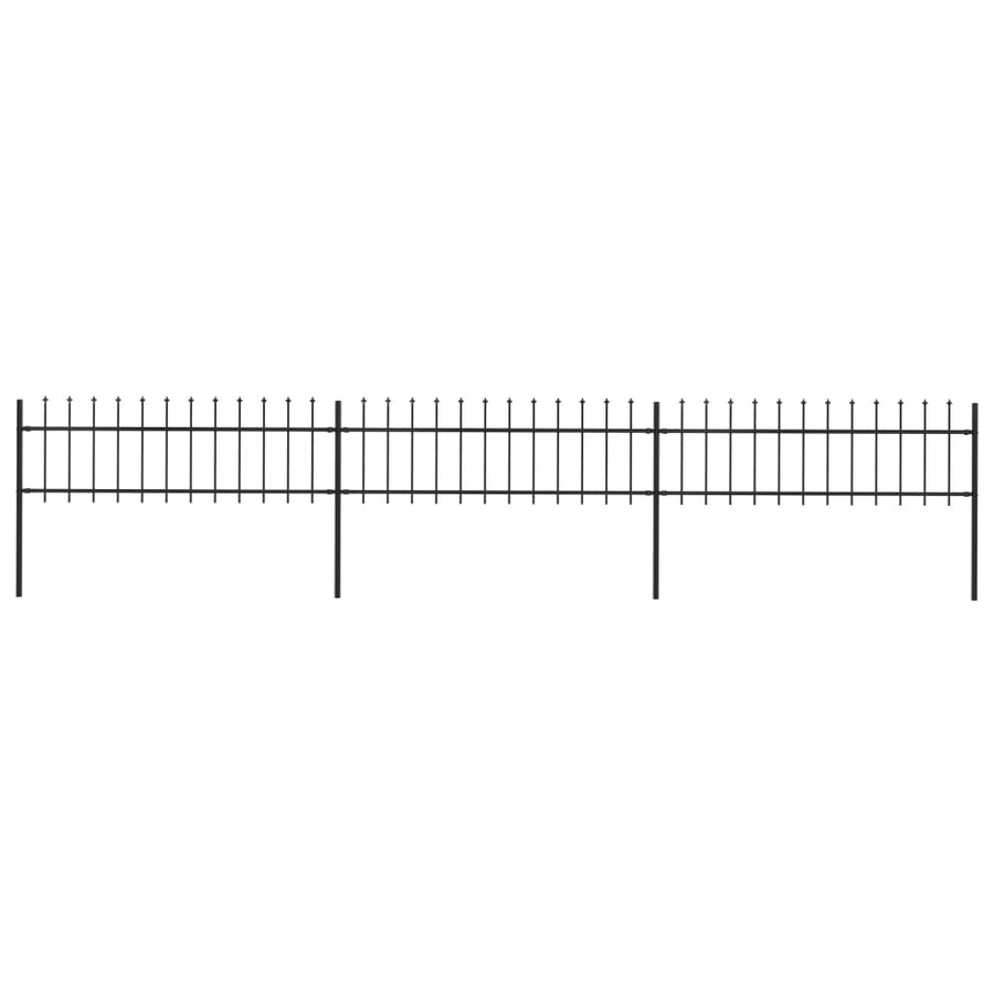 Tuinhek met speren bovenkant 5,1x0,6 m staal zwart 0.6 m 5.1 m