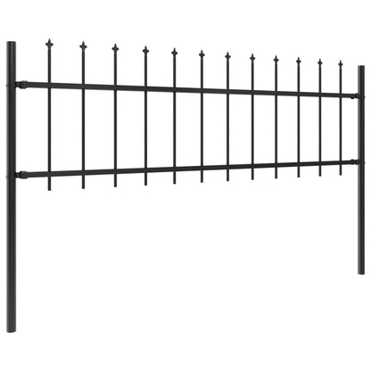 Tuinhek met speren bovenkant 5,1x0,6 m staal zwart 0.6 m 5.1 m