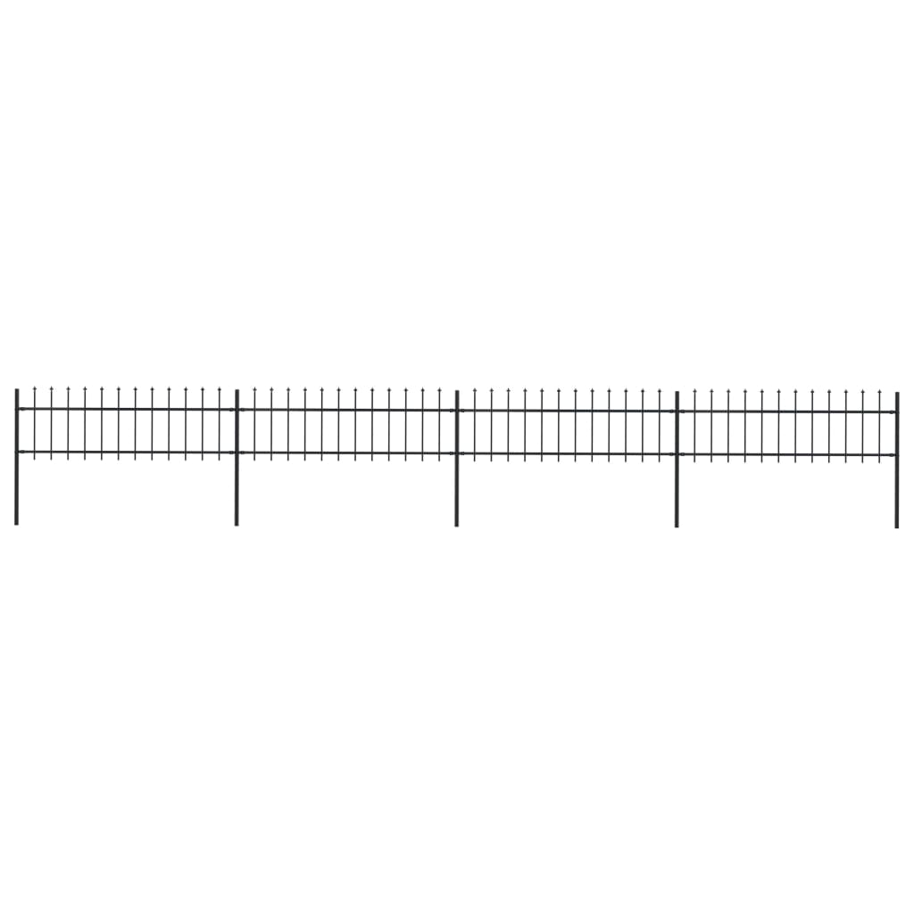Tuinhek met speren bovenkant 6,8x0,6 m staal zwart 0.6 m 6.8 m