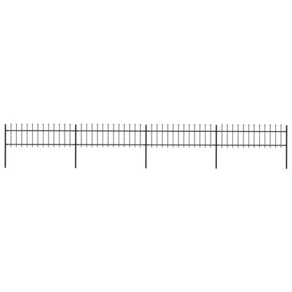 Tuinhek met speren bovenkant 6,8x0,6 m staal zwart 0.6 m 6.8 m