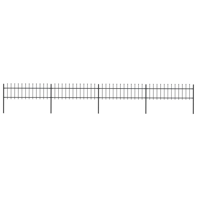 Tuinhek met speren bovenkant 6,8x0,6 m staal zwart 0.6 m 6.8 m