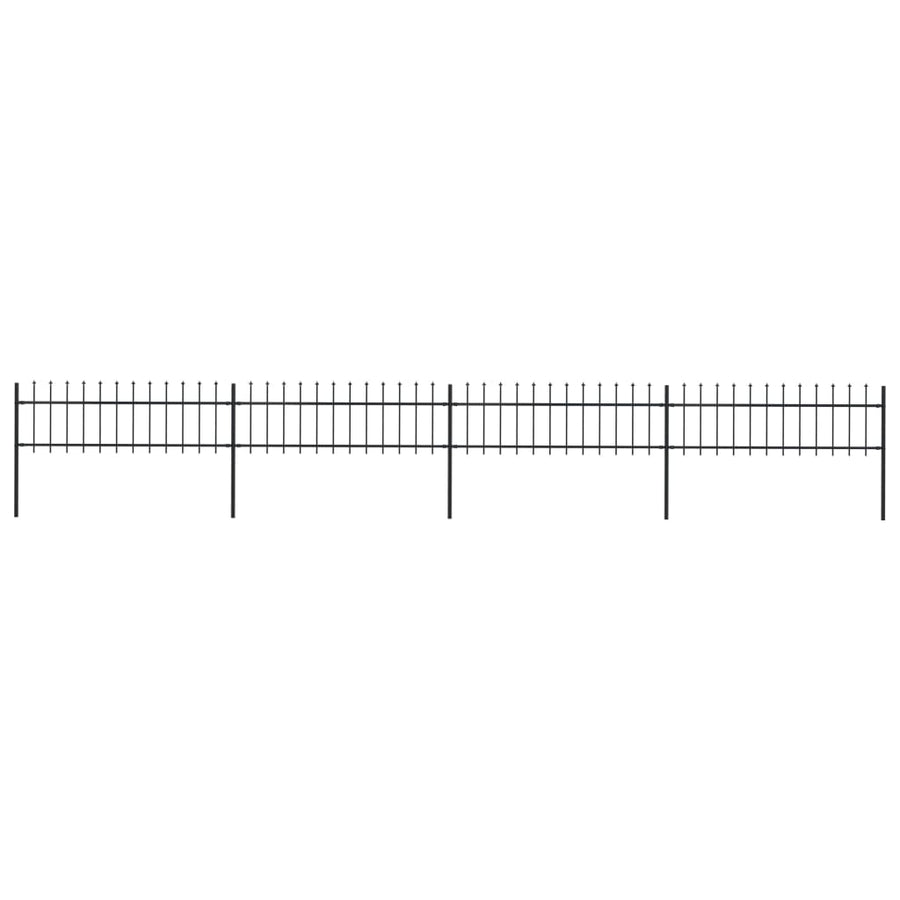 Tuinhek met speren bovenkant 6,8x0,6 m staal zwart 0.6 m 6.8 m