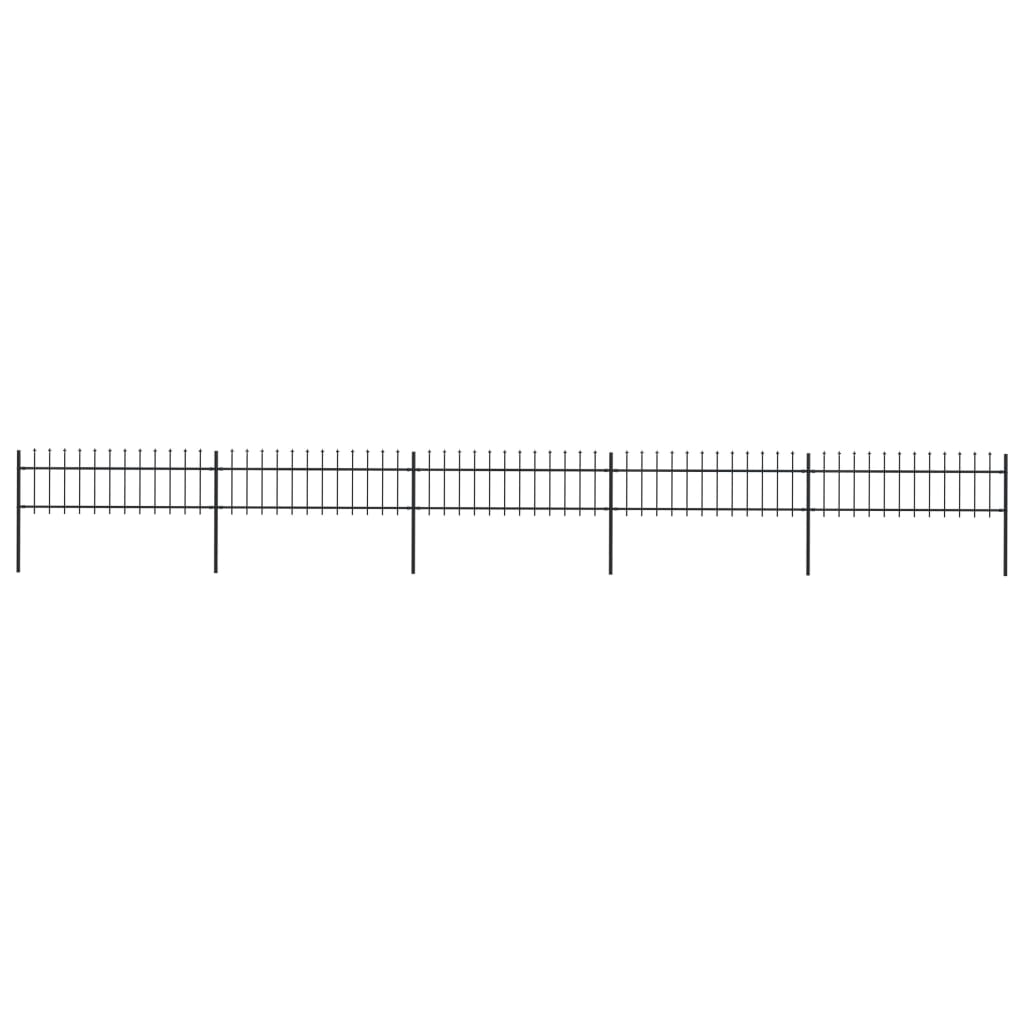 Tuinhek met speren bovenkant 8,5x0,6 m staal zwart 0.6 m 8.5 m