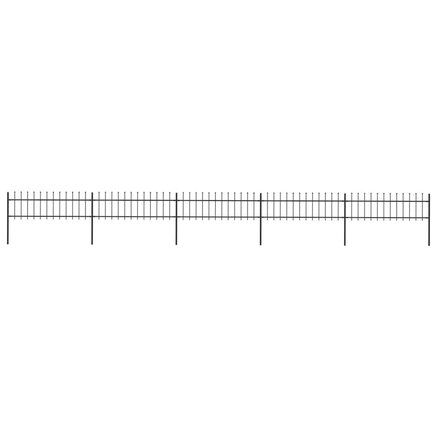 Tuinhek met speren bovenkant 8,5x0,6 m staal zwart 0.6 m 8.5 m
