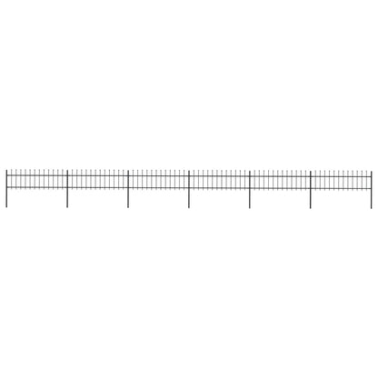 Tuinhek met speren bovenkant 10,2x0,6 m staal zwart 0.6 m 10.2 m