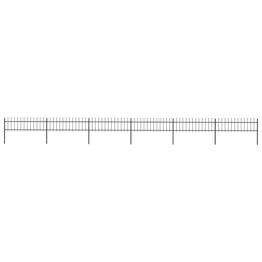 Tuinhek met speren bovenkant 10,2x0,6 m staal zwart 0.6 m 10.2 m
