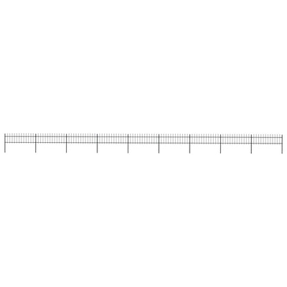 Tuinhek met speren bovenkant 15,3x0,6 m staal zwart 0.6 m 15.3 m