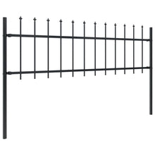 Tuinhek met speren bovenkant 15,3x0,6 m staal zwart 0.6 m 15.3 m