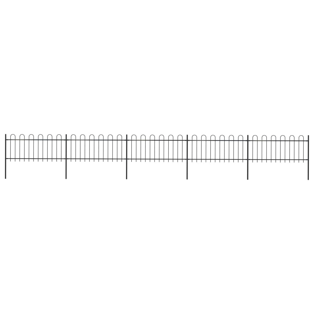 Tuinhek met ronde bovenkant 8,5x0,8 m staal zwart 0.8 m 8.5 m