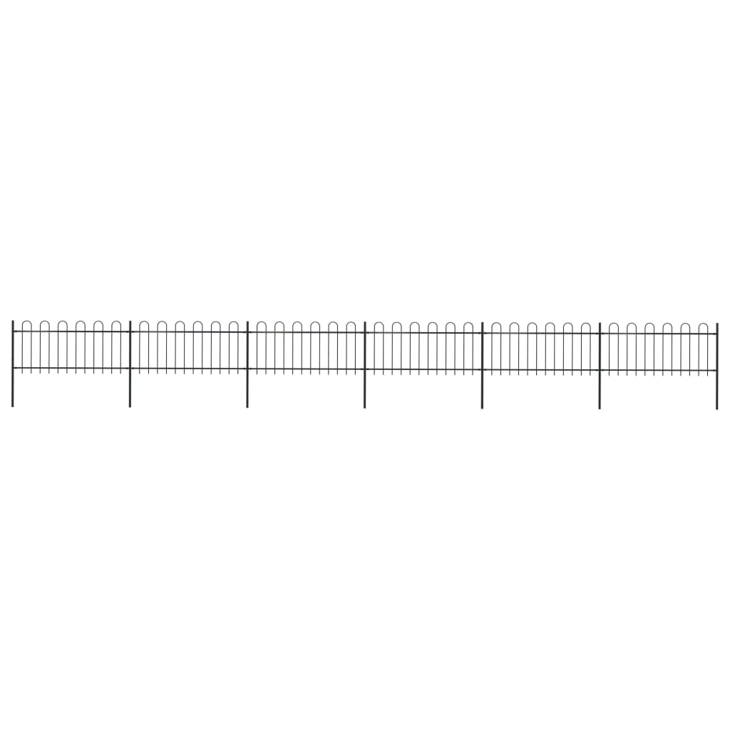 Tuinhek met ronde bovenkant 10,2x0,8 m staal zwart 0.8 m 10.2 m