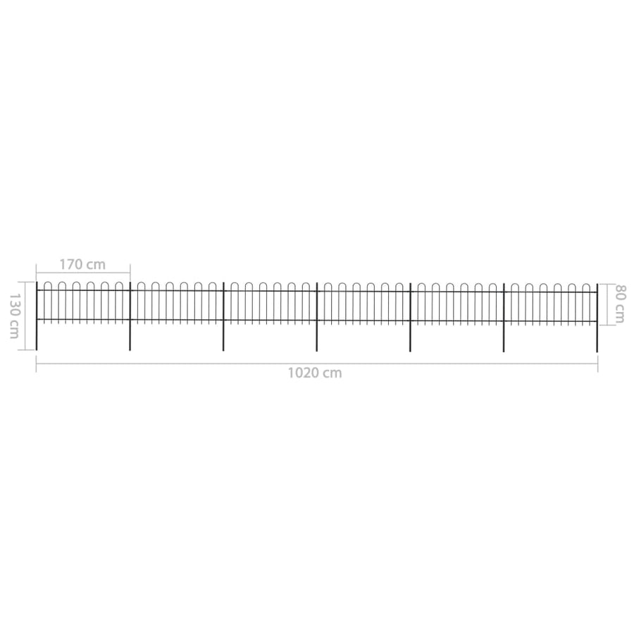 Tuinhek met ronde bovenkant 10,2x0,8 m staal zwart 0.8 m 10.2 m