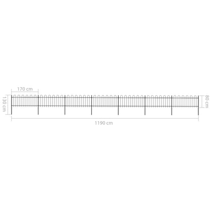 Tuinhek met ronde bovenkant 11,9x0,8 m staal zwart 0.8 m 11.9 m