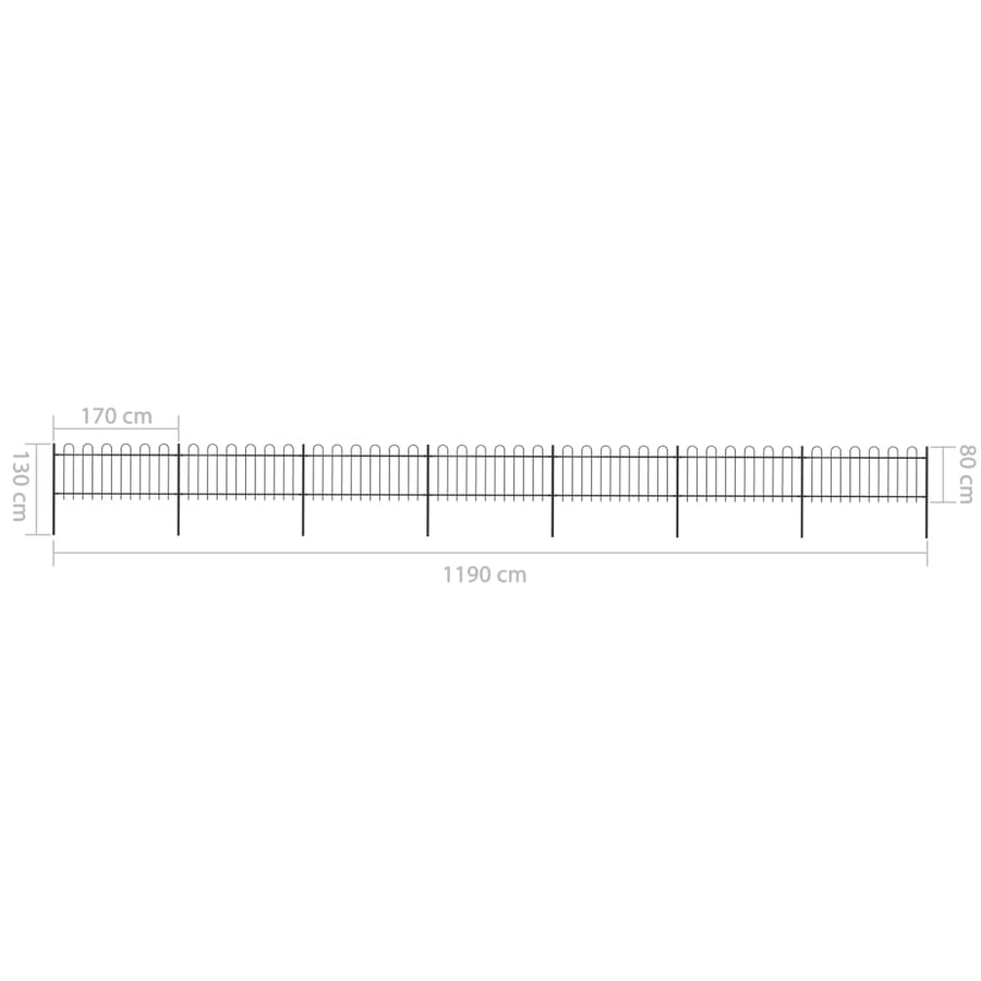 Tuinhek met ronde bovenkant 11,9x0,8 m staal zwart 0.8 m 11.9 m