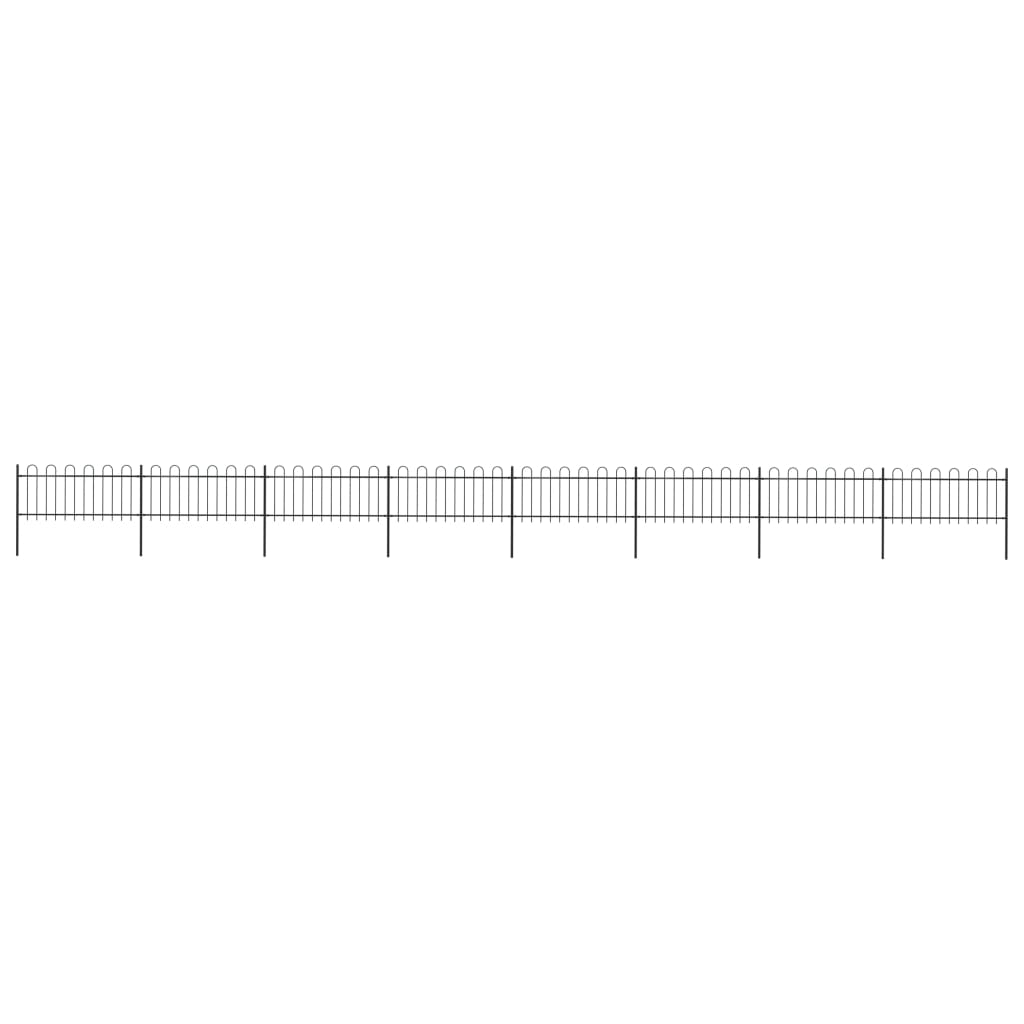 Tuinhek met ronde bovenkant 13,6x0,8 m staal zwart 0.8 m 13.6 m