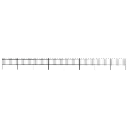 Tuinhek met ronde bovenkant 13,6x0,8 m staal zwart 0.8 m 13.6 m