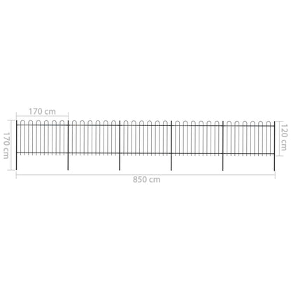 Tuinhek met ronde bovenkant 8,5x1,2 m staal zwart