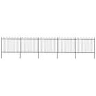 Garden gate with ring top steel 892.5x150 cm black