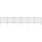 Garden fence with ring top steel 1070x150 cm black