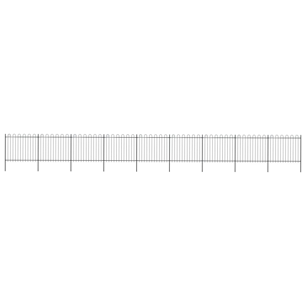 Tuinhek met ringtop staal 1603,5x150 cm zwart