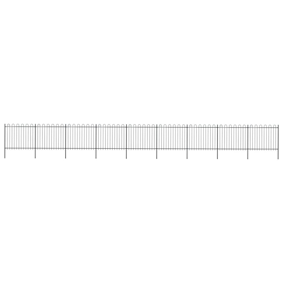 Tuinhek met ringtop staal 1603,5x150 cm zwart
