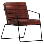 Fauteuil echt leer donkerbruin 52x70x71 cm
