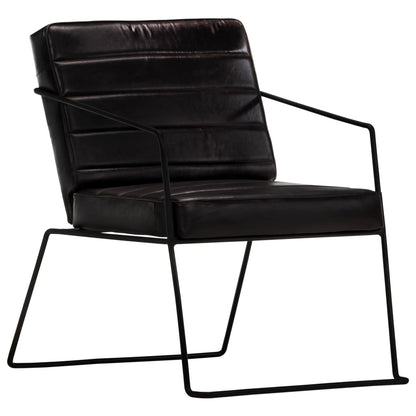 Fauteuil echt leer zwart